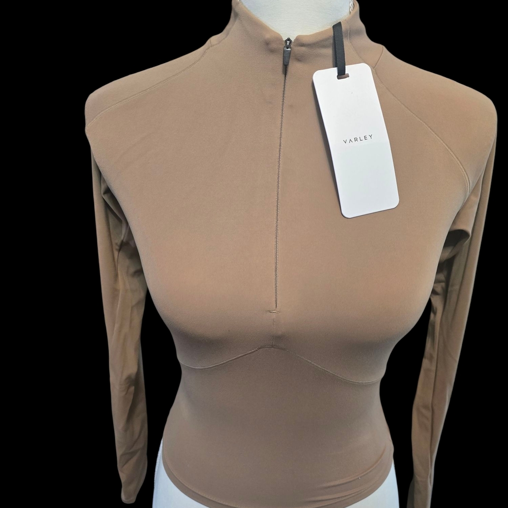 Varley Tan Fitted Top with Zipper - Picture 2 of 5